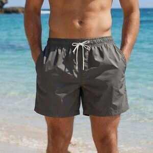 Croft & Barrow Mens XL Gray Swim Trunks Mesh Lined Elastic Waist Shorts
